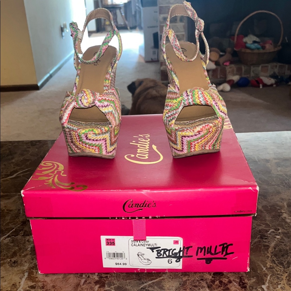 Candie's Colorful Zigzag Platform Sandals